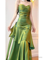 Green Straps Sweetheart Long Prom Dress Prom Dress, Green Prom Dresses