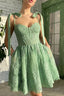 Green Sweetheart Homecoming Dresses with Appliques