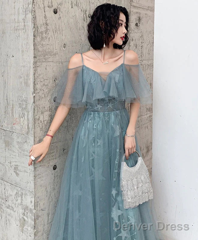 Green Sweetheart Lace Tulle Long Party Dress, Green A-Line Evening Dresses Secondary image