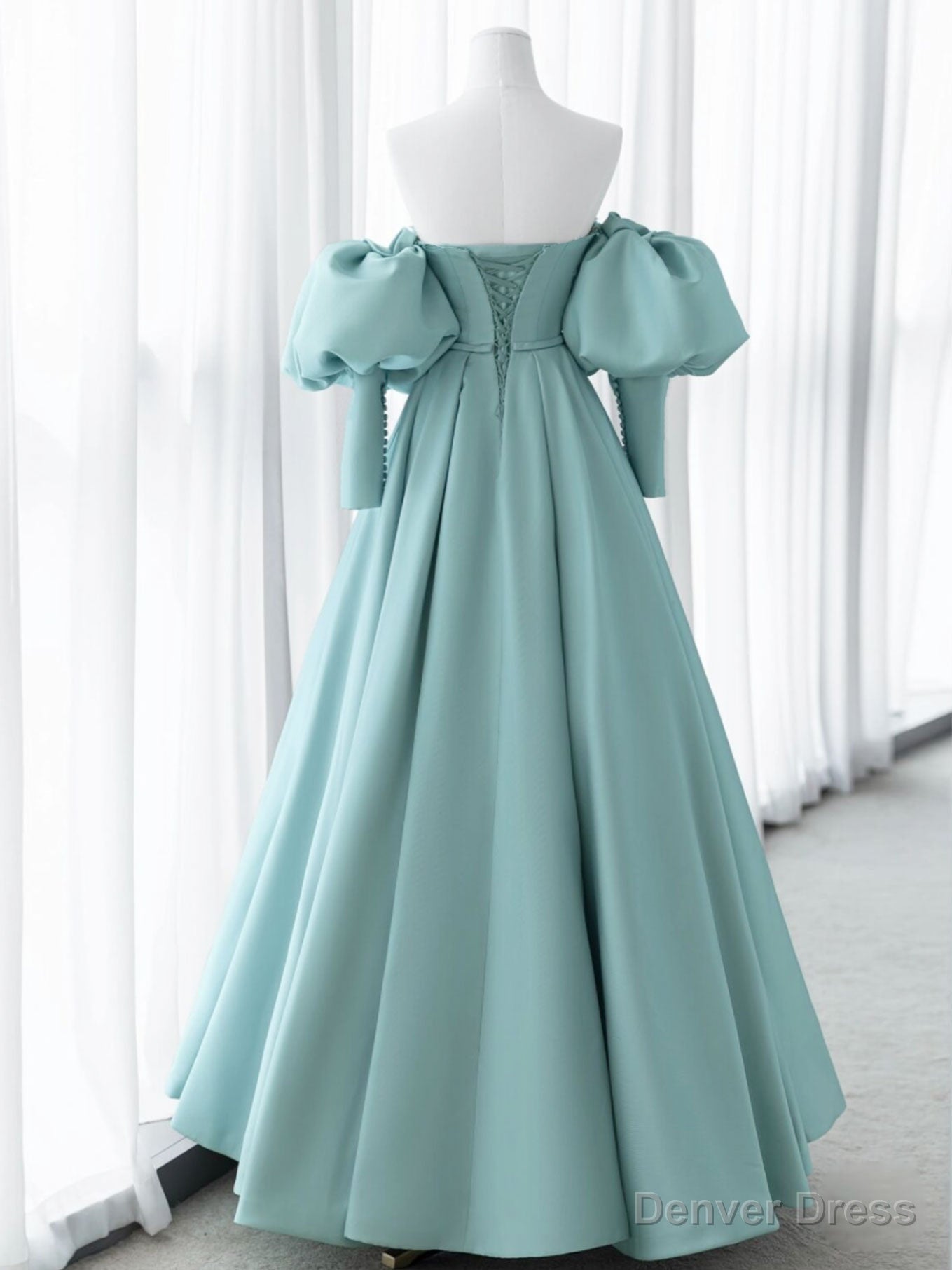 Green Sweetheart Neck Satin Long Prom Dress, Green Prom Dresses
