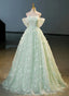 Green Tulle and Lace Long Prom Dress, Green Prom Dress