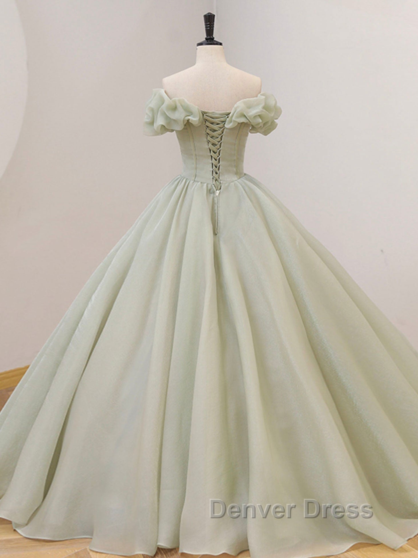 Green Tulle Beading Long Prom Dress, Green Prom Graduation Dresses