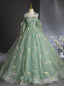 Green Tulle Embroidery Spaghetti Straps Quinceanera Dresses