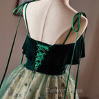 Green Tulle Knee Length Straps Homecoming Dress, Green Homecoming Dresses