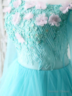 Green Tulle Lace Applique Long Prom Dress Green Graduation Dresses