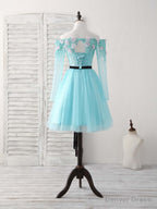 Green Tulle Lace Applique Short Prom Dress, Green Homecoming Dresses