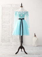 Green Tulle Lace Applique Short Prom Dress, Green Homecoming Dresses
