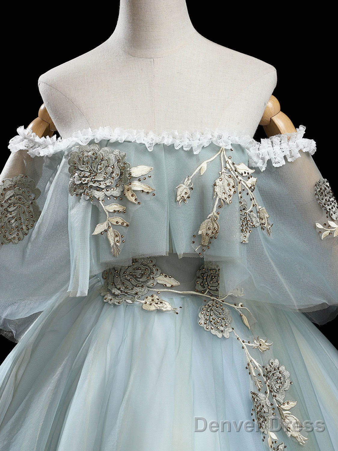 Green Tulle Lace Long Prom Dress, Lace Evening Dress Secondary image