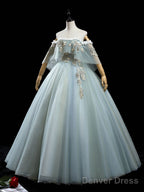 Green Tulle Lace Long Prom Dress, Lace Evening Dress