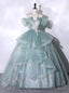Green Tulle Lace Spaghetti Straps Quinceanera Dresses