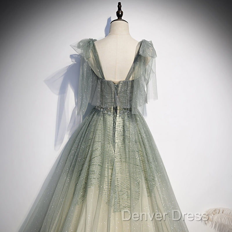 Green Tulle Long Prom Dresses Evening Dresses Evening Dresses