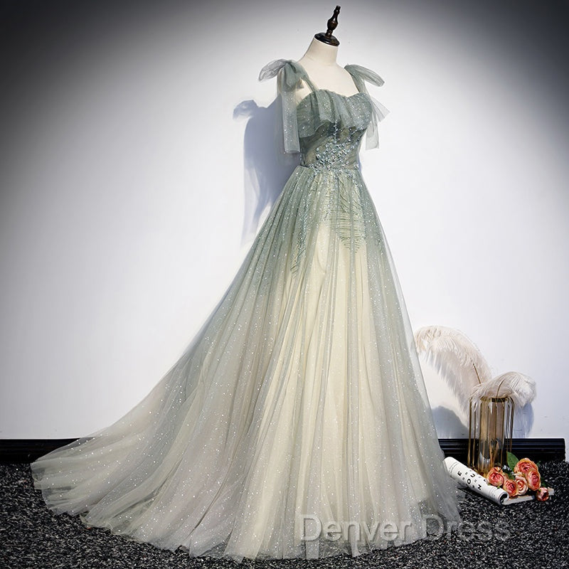 Green Tulle Long Prom Dresses Evening Dresses Evening Dresses