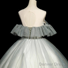 Green Tulle Off Shoulder Ball Gown Beaded Sweet 16 Dress, Green Tulle Formal Dress