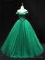 Green Tulle Off the Shoulder Beading Prom Dress