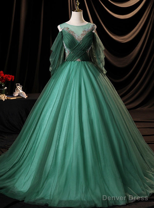 Green Tulle Pleats Beading Quinceanera Dress Main image