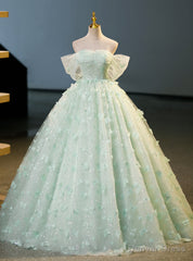 Green Tulle Sequins Off the Shoulder Butterfly Quinceanera Dress
