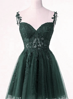 Green Tulle Short Prom Dress Homecoming Dress, Green Tulle With Lace Prom Dresses