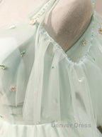 Green tulle short prom Dress, green tulle homecoming Dresses