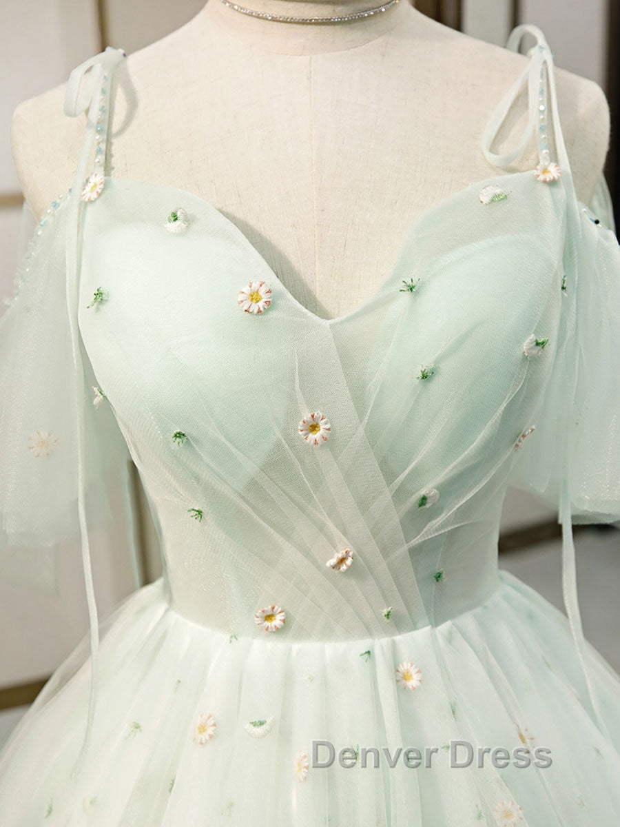 Green tulle short prom Dress, green tulle homecoming Dresses