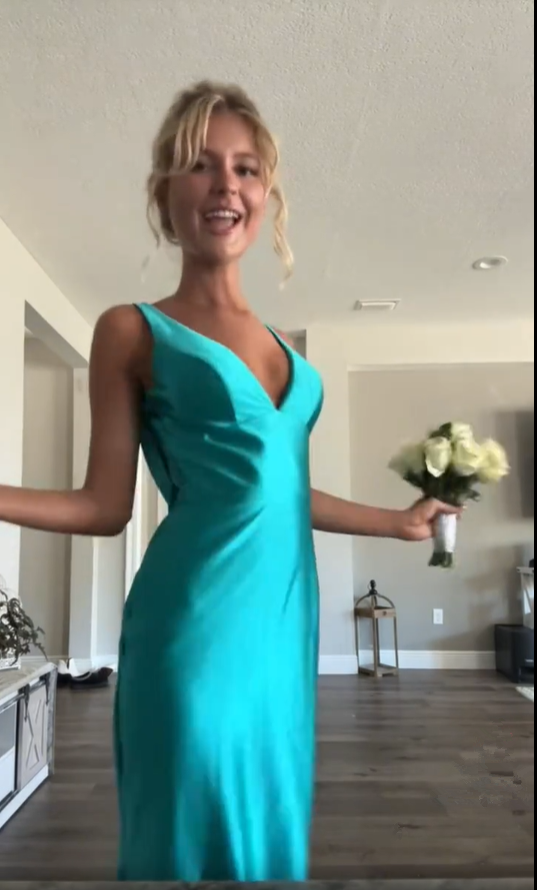 Vintage Satin V-Neck Mermaid Elegant Long Prom Dress Prom Dress
