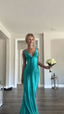 Vintage Satin V-Neck Mermaid Elegant Long Prom Dress Prom Dress