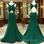 Green V Neck Mermaid Long Prom Dresses, Green Evening Dresses For Teens