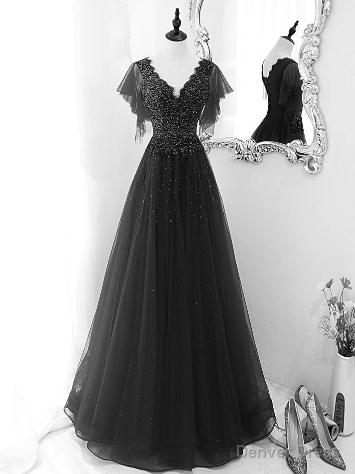 Green V Neck Sequin Beads Long Prom Dress, Green Prom Bridesmaid Dresses