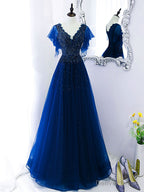 Green V Neck Sequin Beads Long Prom Dress, Green Prom Bridesmaid Dresses