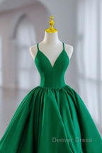 Green V Neckline Straps Short Prom Dress, Green Knee Length Homecoming Dresses