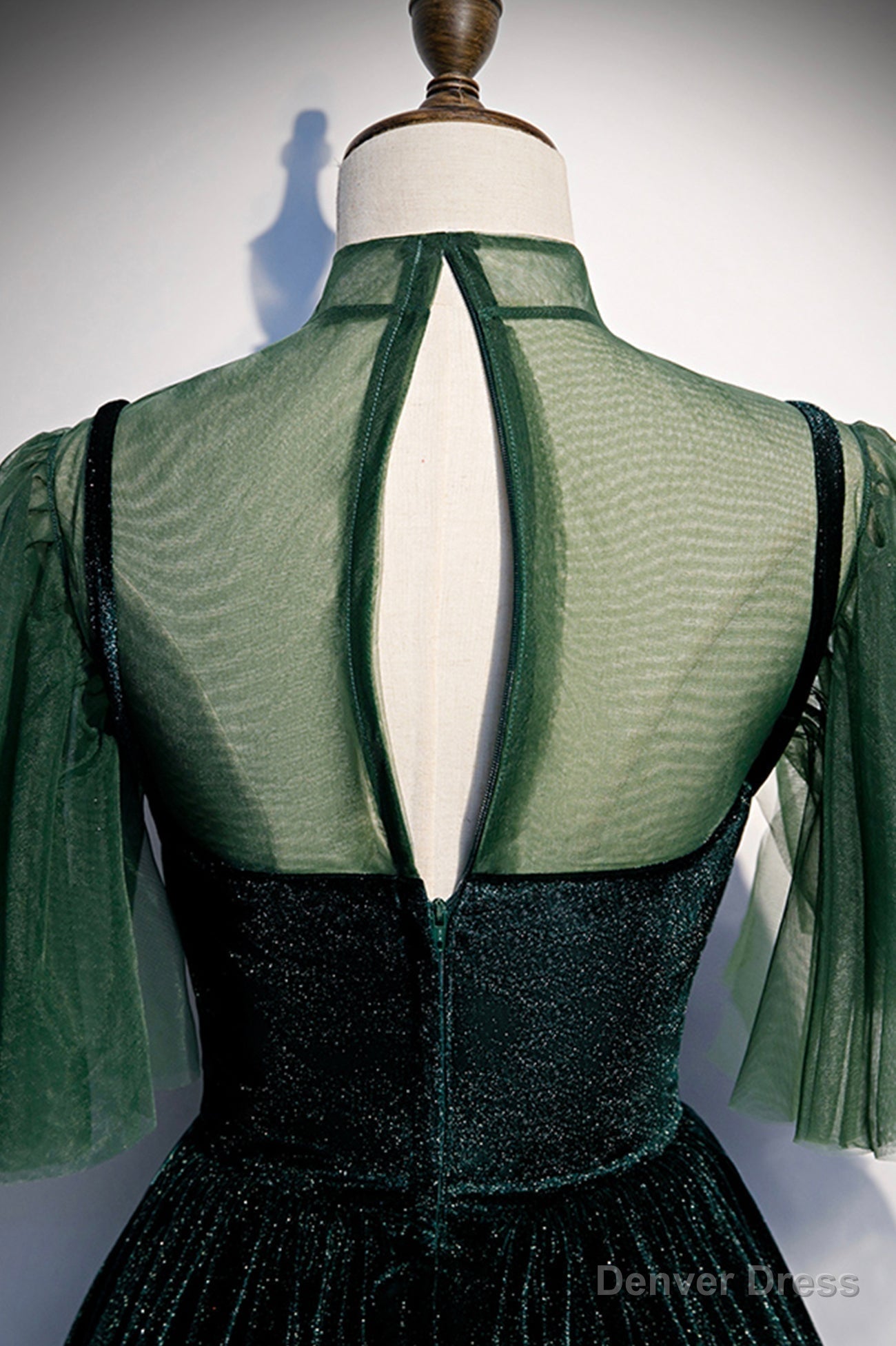 Green Velvet Long A-Line Prom Dress, Green Formal Evening Dress