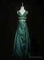 Green Vintage Style Taffeta with Lace Prom Dress, Green Long Party Dress