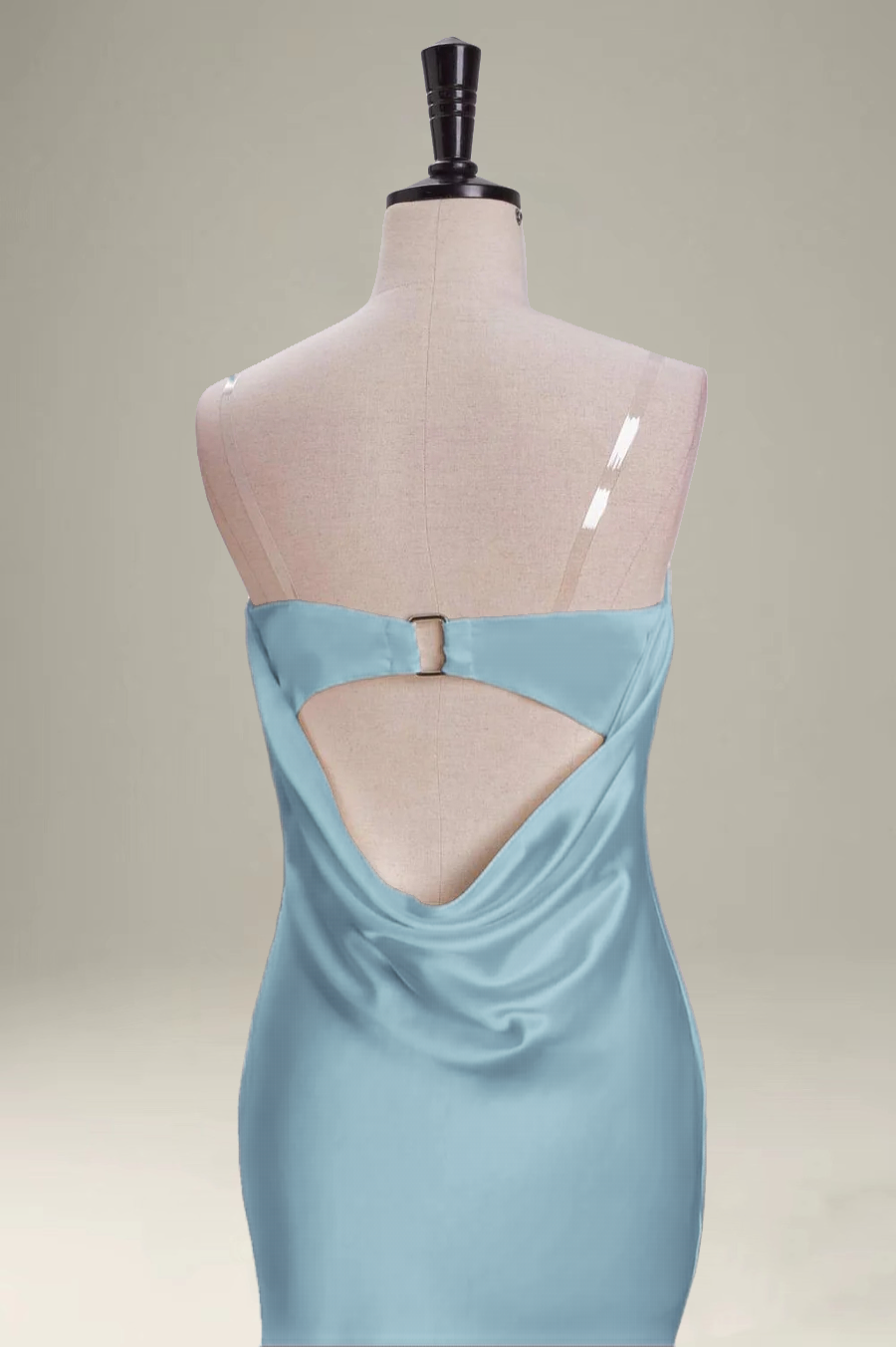 Grey Blue Mermaid Strapless Floor Length Satin Bridesmaid Dresses