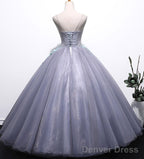 Grey Tulle Round Floor Length Gorgeous Sweet 16 Dresses, Princess Party Dress, Formal Gowns
