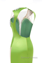 V-Neck Mermaid Brush Train Hollow Sleeveless Beading Evening Dresses