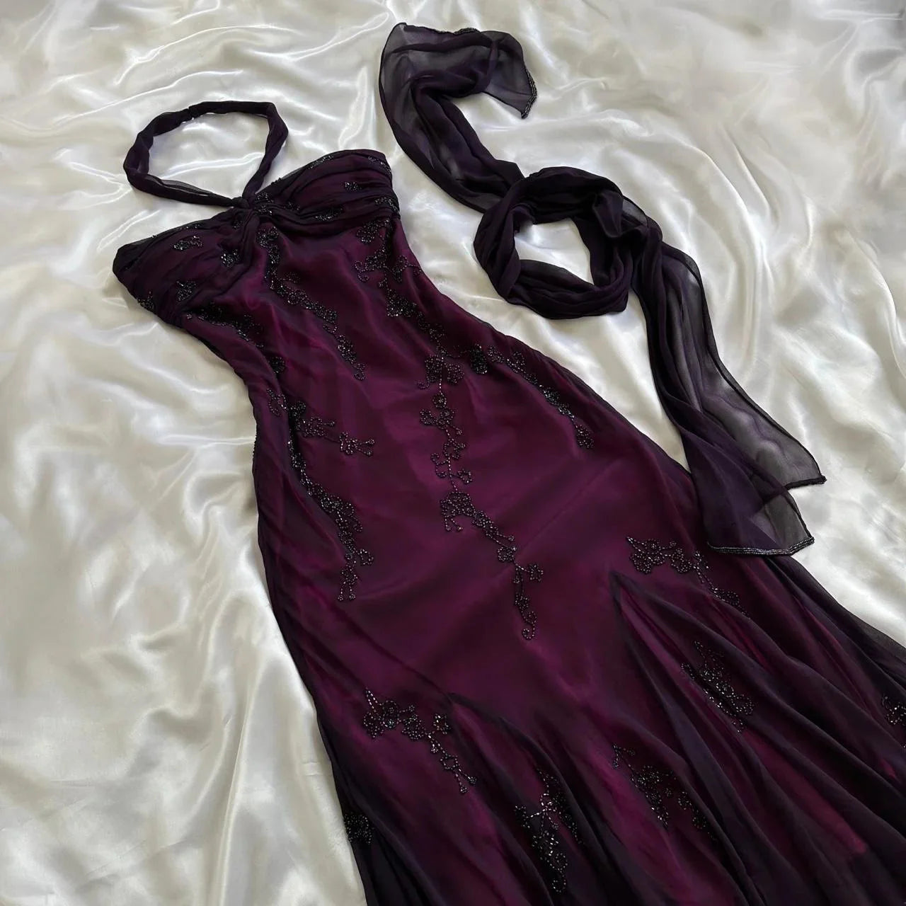 Purple Exquisite Elegant Backless Beaded Long Prom Dress Prom Gowns Graduation Dresses