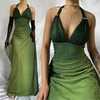 Green Shiny Elegant Strap Gradient Long Chiffon Ball Gowns Prom Dress Prom Dress