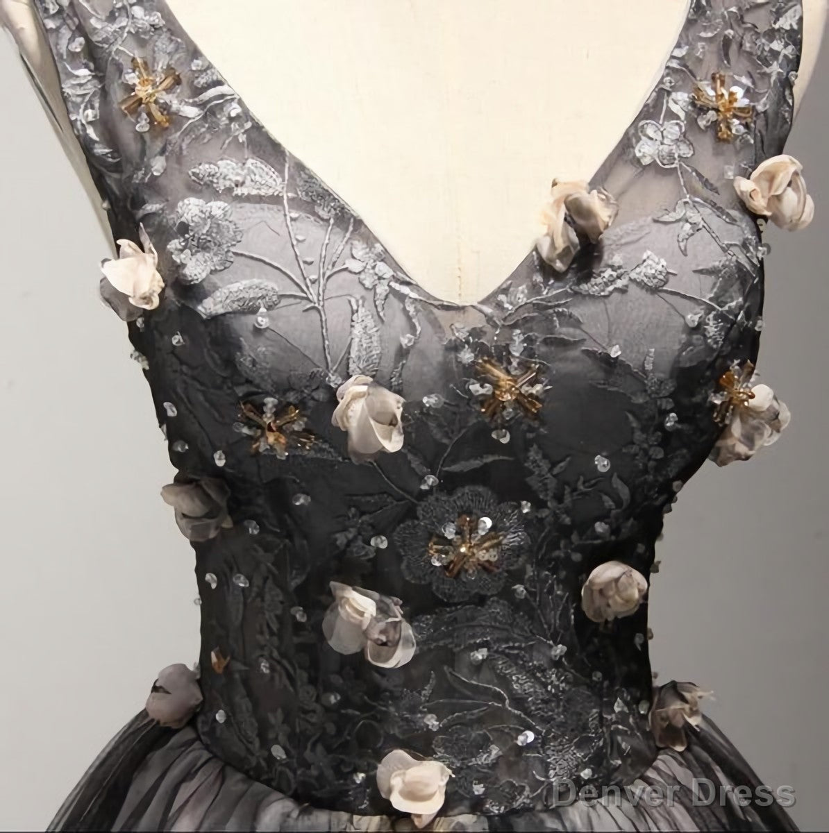 V Neck Short Black Lace Homecoming Prom Dress, Short Prom Dresses