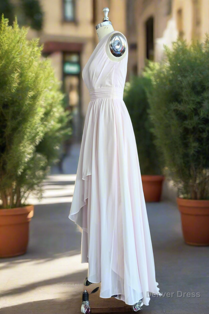 High Low One Shoulder Chiffon Bridesmaid Dresses Secondary image