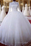 High Neck Ball Gown Muslim Wedding Dresses Lace Applique Long Sleeves Bridal Wear