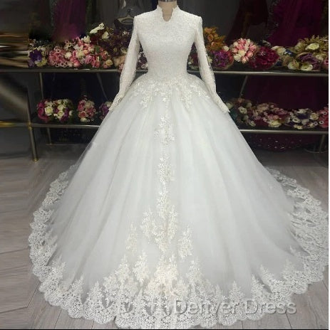 High Neck Lace Long Sleeves Muslim Wedding Dresses For Women Vestido De Noiva Secondary image