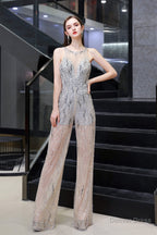 High Neck See through Jumpsuit Sleeveless Prom Wear