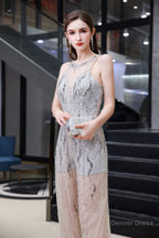 High Neck See through Jumpsuit Sleeveless Prom Wear