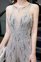 High Neck See through Jumpsuit Sleeveless Prom Wear