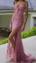 Line Pink Long Prom Dresses Prom Gown