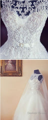 High Quality Long A-Line Lace Sleeveless Bateau Neck Clairvoyant Outfit Back Wedding Dresses With Pearls,
