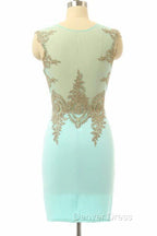 High Quality Sleeveless Short Sheath Mint Homecoming Dresses