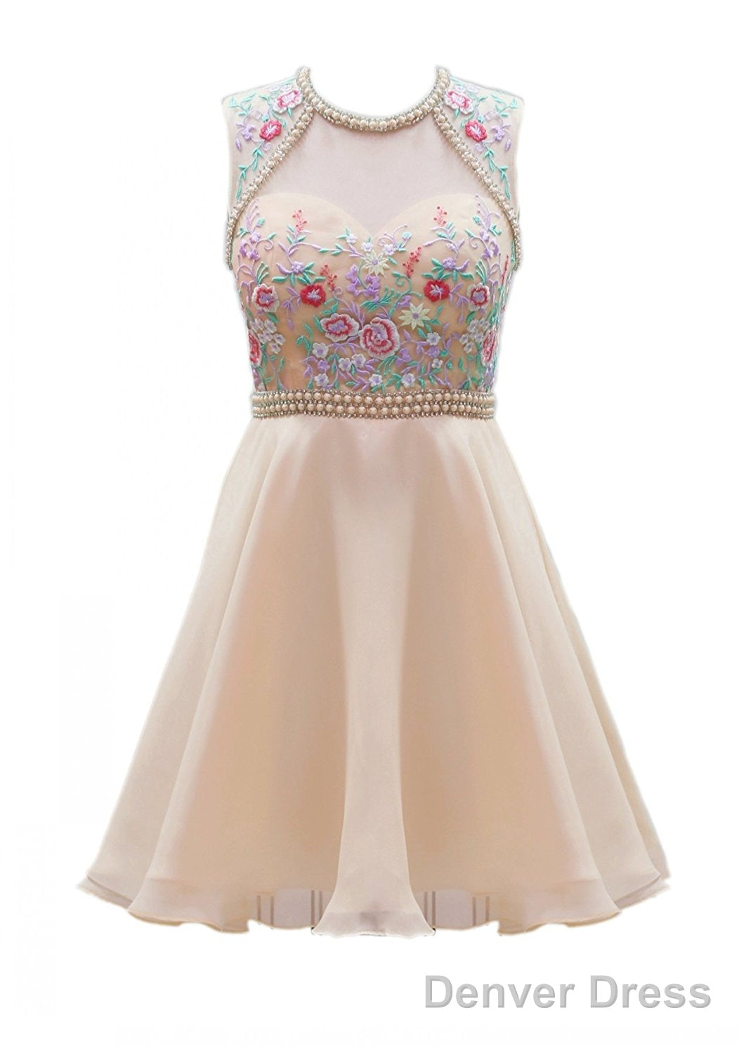 Homecoming Dresses Pink Beadings Main image