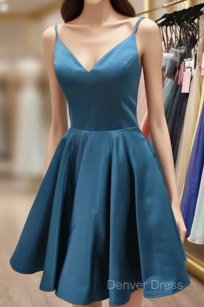 Homecoming Dress Simple V Neck Satin Short Bridesmaid Dresses