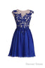 Homecoming Dress With Applique Open Back Short Prom Dresses