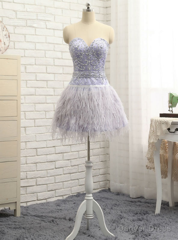 Homecoming Dresses A Line Sweetheart Short Mini Feather Main image